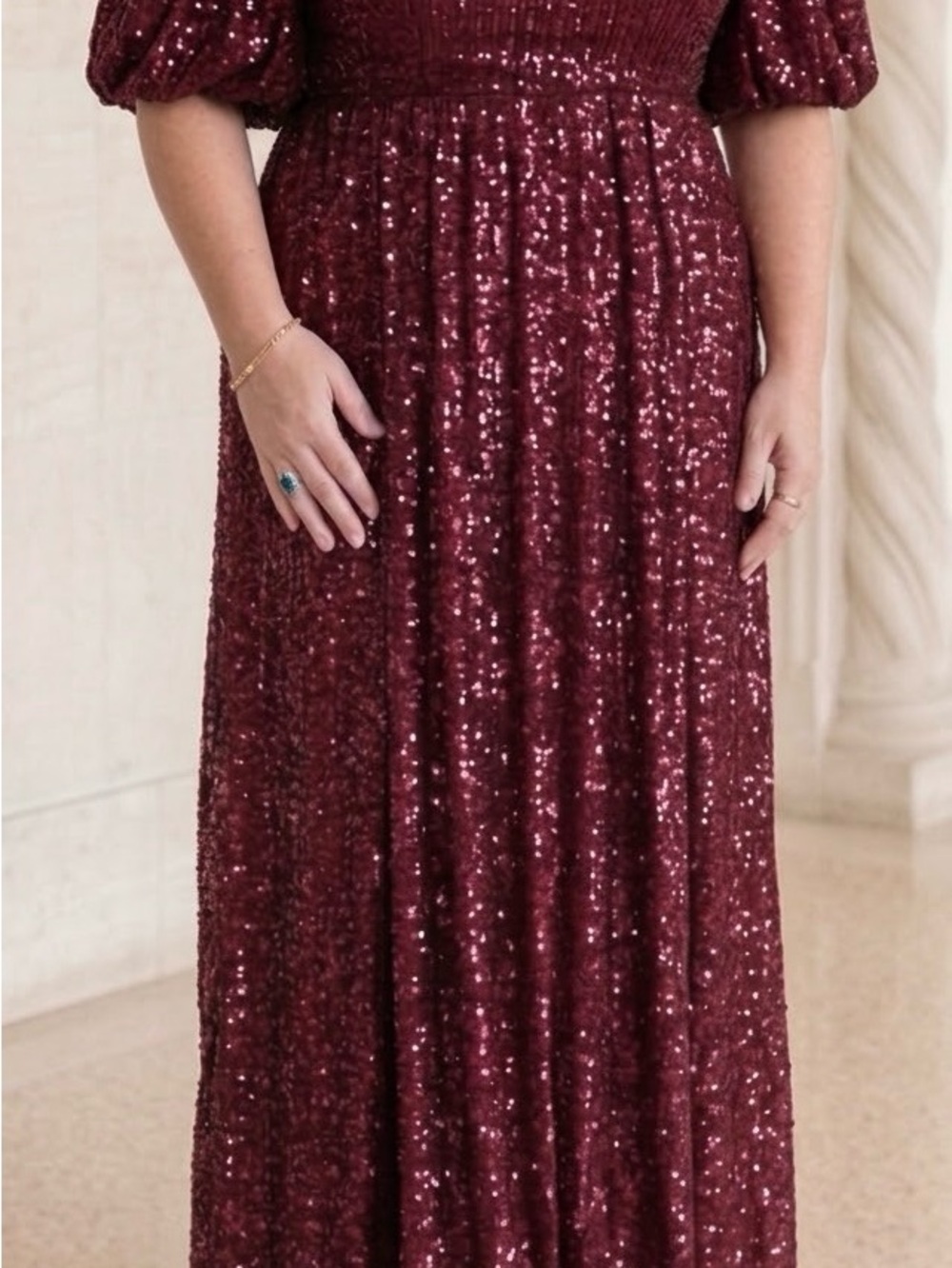 Women’s Burgundy Sequin Maxi Skirt